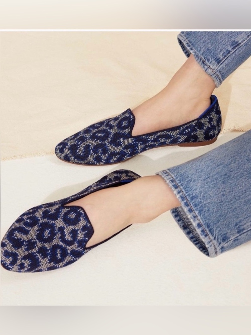 ROTHY’S The Almond Loafer in Indigo Cat Leopard Print RARE Style Sz 7 MSRP $180